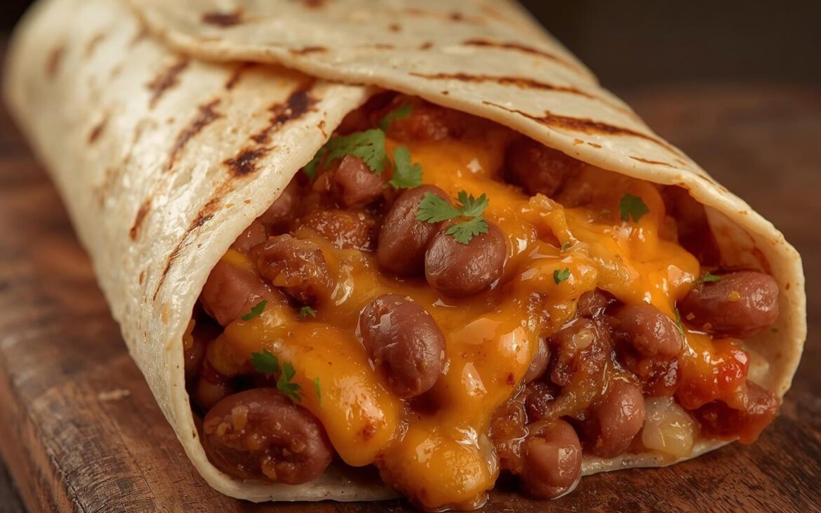 Cheesy Bean And Rice Burrito